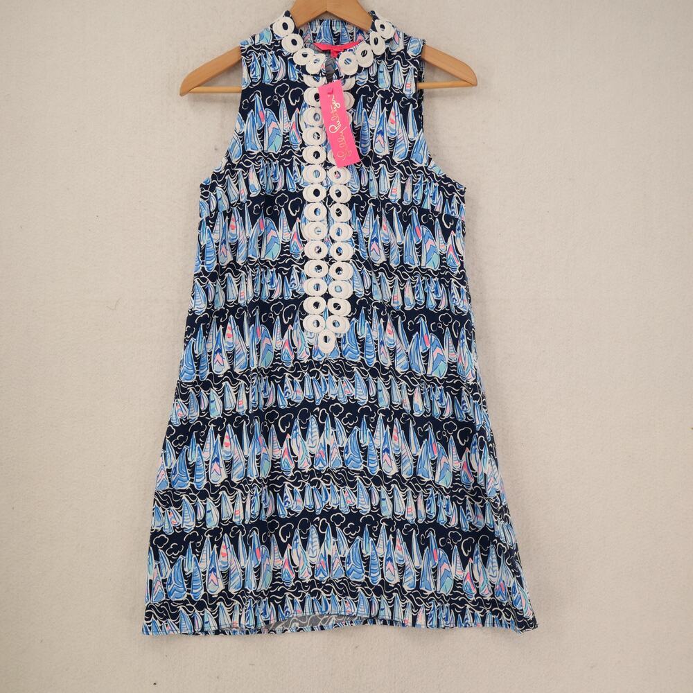 NEW Lilly Pulitzer Women's 2 Dress Jane Shift Low Tide Navy Preppy Resort Wear - Picture 2 of 11
